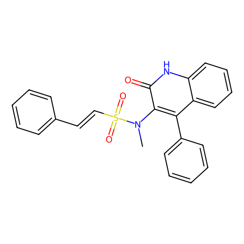 (E)-N-methyl-N-(2-oxo-4-phenyl-1H-quinolin-3-yl)-2-phenylethenesulfonamide structure