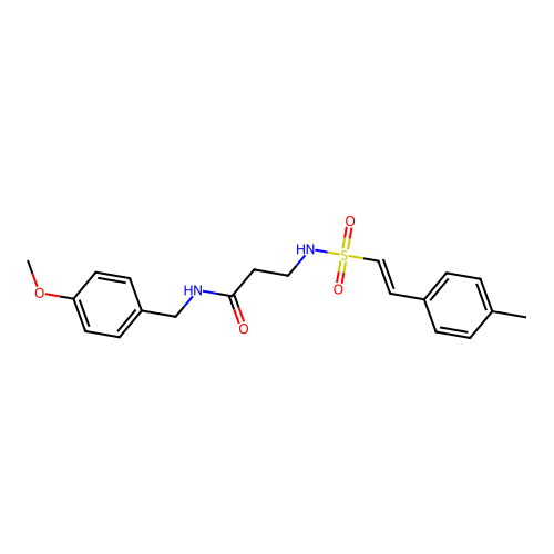N-[(4-methoxyphenyl)methyl]-3-[[(E)-2-(4-methylphenyl)ethenyl]sulfonylamino]propanamide structure