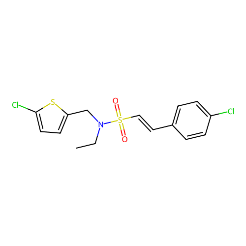 2-(4-chlorophenyl)-N-[(5-chlorothiophen-2-yl)methyl]-N-ethylethene-1-sulfonamide structure