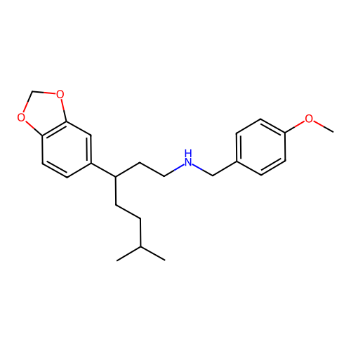 [3-(1,3-Dioxaindan-5-yl)-6-methylheptyl][(4-methoxyphenyl)methyl]amine structure