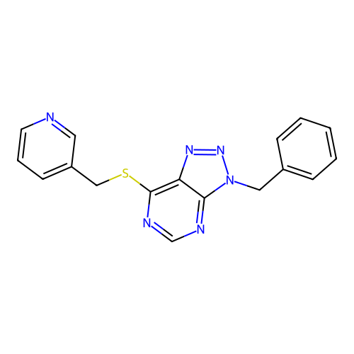 3-Benzyl-7-(pyridin-3-ylmethylsulfanyl)triazolo[4,5-d]pyrimidine structure