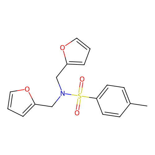 Benzenesulfonamide, N,N-bis(2-furanylmethyl)-4-methyl- structure