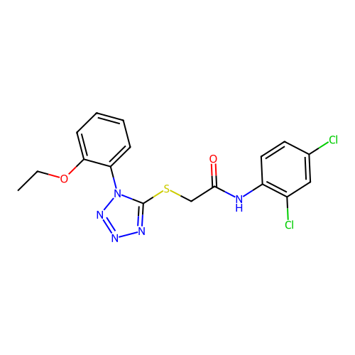 N-(2,4-dichlorophenyl)-2-[1-(2-ethoxyphenyl)tetrazol-5-yl]sulfanylacetamide structure