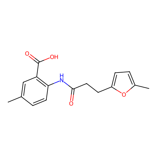 5-Methyl-2-(3-(5-methylfuran-2-yl)propanamido)benzoic acid structure