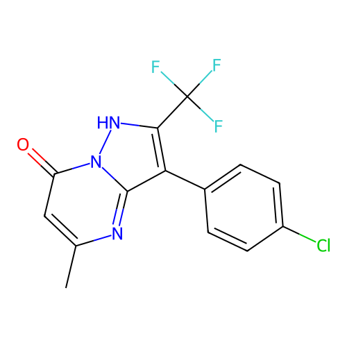 3-(4-chlorophenyl)-5-methyl-2-(trifluoromethyl)pyrazolo[1,5-a]pyrimidin-7(4H)-one structure