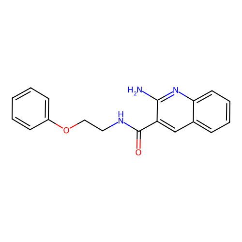 2-amino-N-(2-phenoxyethyl)quinoline-3-carboxamide structure