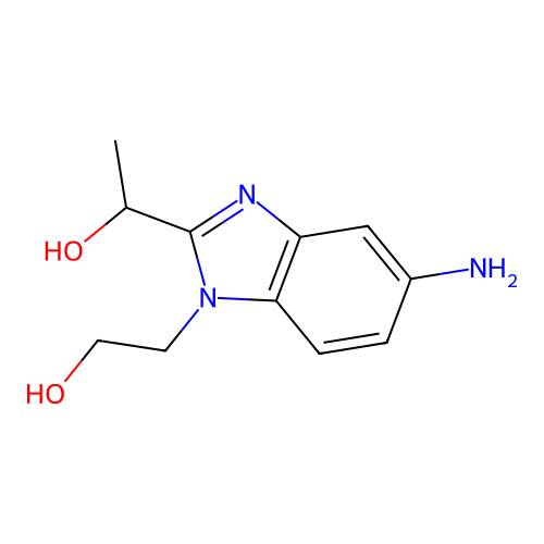 1-[5-amino-1-(2-hydroxyethyl)-1H-benzimidazol-2-yl]ethanol structure