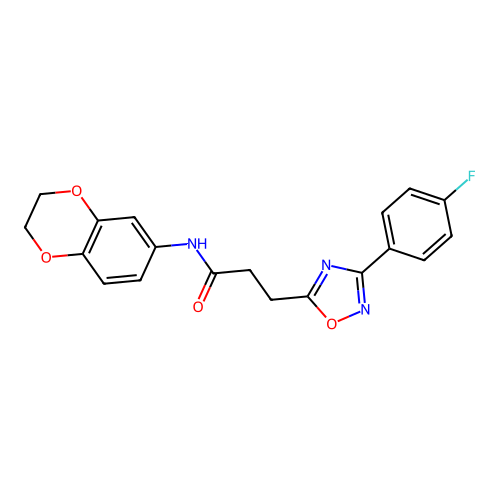 N-(2,3-dihydro-1,4-benzodioxin-6-yl)-3-[3-(4-fluorophenyl)-1,2,4-oxadiazol-5-yl]propanamide structure
