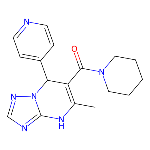 [5-methyl-7-(pyridin-4-yl)-3,7-dihydro[1,2,4]triazolo[1,5-a]pyrimidin-6-yl](piperidin-1-yl)methanone structure