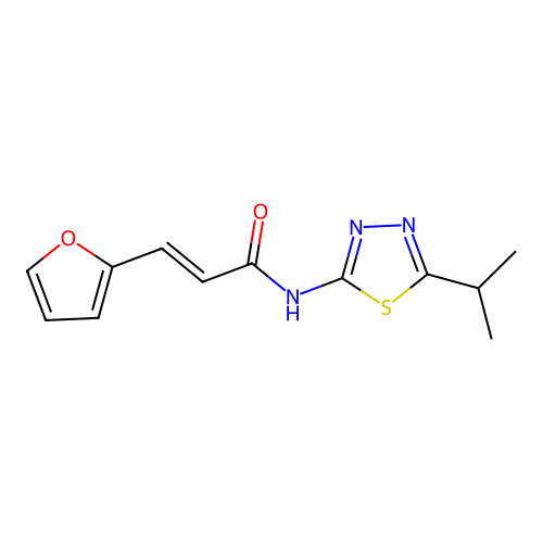 (E)-3-(furan-2-yl)-N-(5-propan-2-yl-1,3,4-thiadiazol-2-yl)prop-2-enamide structure