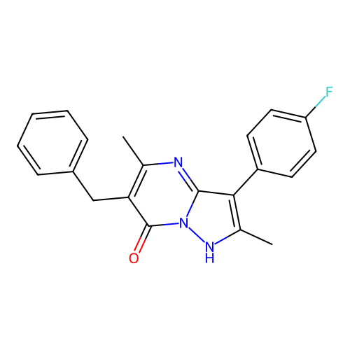 6-benzyl-3-(4-fluorophenyl)-2,5-dimethylpyrazolo[1,5-a]pyrimidin-7(4H)-one structure