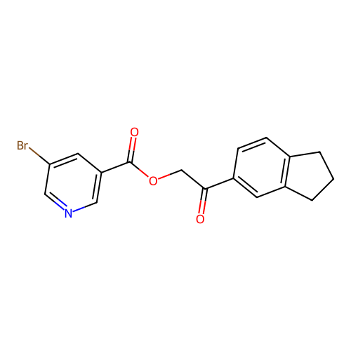 2-(2,3-Dihydro-1H-inden-5-yl)-2-oxoethyl 5-bromo-3-pyridinecarboxylate structure