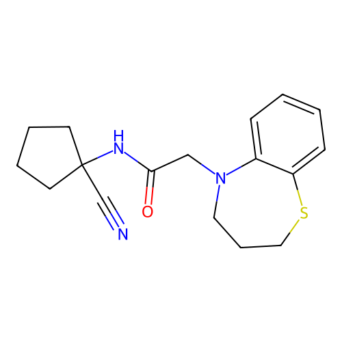 N-(1-cyanocyclopentyl)-2-(2,3,4,5-tetrahydro-1,5-benzothiazepin-5-yl)acetamide structure
