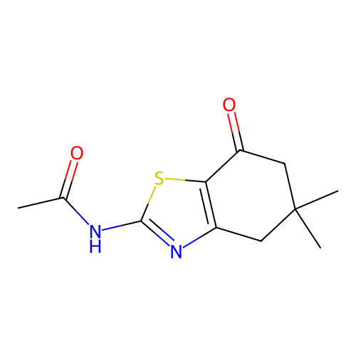 N-(5,5-dimethyl-7-oxo-4,5,6,7-tetrahydro-1,3-benzothiazol-2-yl)acetamide structure