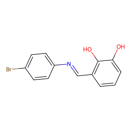 1,2-Benzenediol, 3-[(E)-((4-bromophenyl)imino)methyl]- structure