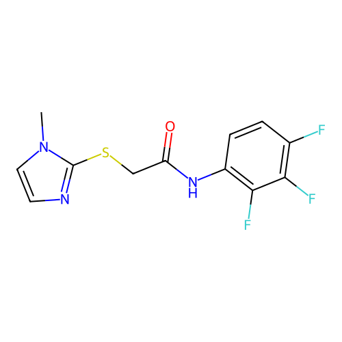 2-(1-methylimidazol-2-yl)sulfanyl-N-(2,3,4-trifluorophenyl)acetamide structure
