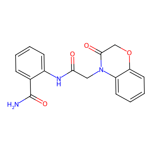 2-{[(3-oxo-2,3-dihydro-4H-1,4-benzoxazin-4-yl)acetyl]amino}benzamide structure