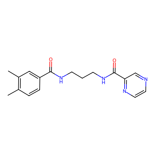 N-{3-[(3,4-dimethylbenzoyl)amino]propyl}-2-pyrazinecarboxamide structure