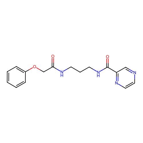 N-{3-[(phenoxyacetyl)amino]propyl}pyrazine-2-carboxamide structure