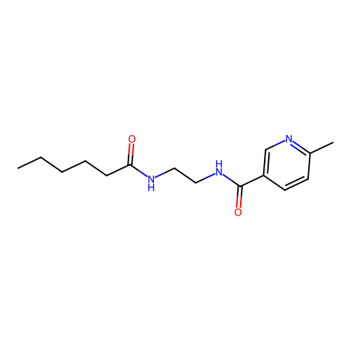 N-[2-(hexanoylamino)ethyl]-6-methylpyridine-3-carboxamide structure