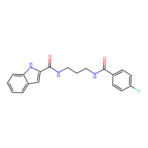 N-{3-[(4-fluorobenzoyl)amino]propyl}-1H-indole-2-carboxamide structure