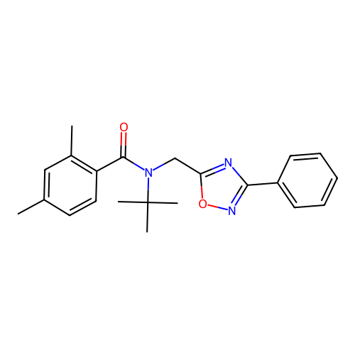 N-tert-butyl-2,4-dimethyl-N-[(3-phenyl-1,2,4-oxadiazol-5-yl)methyl]benzamide structure