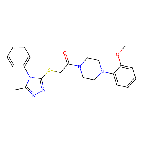1-[4-(2-methoxyphenyl)piperazin-1-yl]-2-[(5-methyl-4-phenyl-4H-1,2,4-triazol-3-yl)sulfanyl]ethanone structure