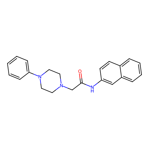 N-naphthalen-2-yl-2-(4-phenylpiperazin-1-yl)acetamide structure