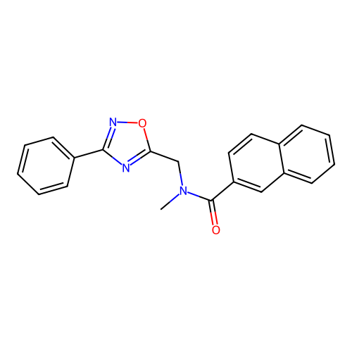 N-methyl-N-[(3-phenyl-1,2,4-oxadiazol-5-yl)methyl]naphthalene-2-carboxamide structure