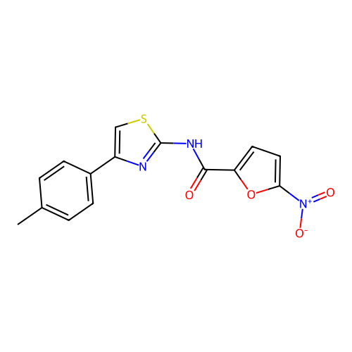 N-[4-(4-methylphenyl)-1,3-thiazol-2-yl]-5-nitrofuran-2-carboxamide structure