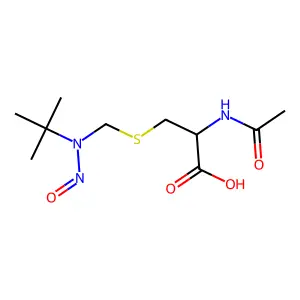 S-{[tert-Butyl(nitroso)amino]methyl}-N-(1-hydroxyethylidene)cysteine structure