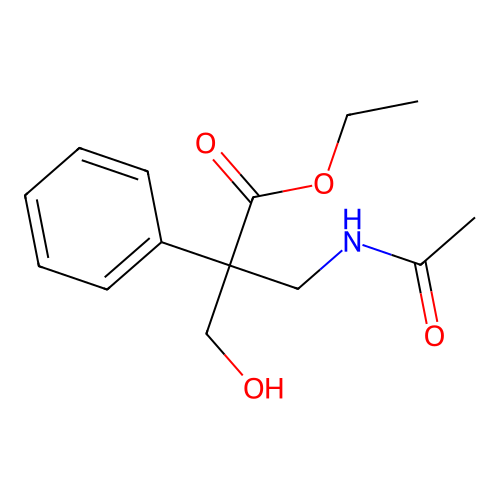 Ethyl 2-[(acetylamino)methyl]-3-hydroxy-2-phenylpropanoate structure