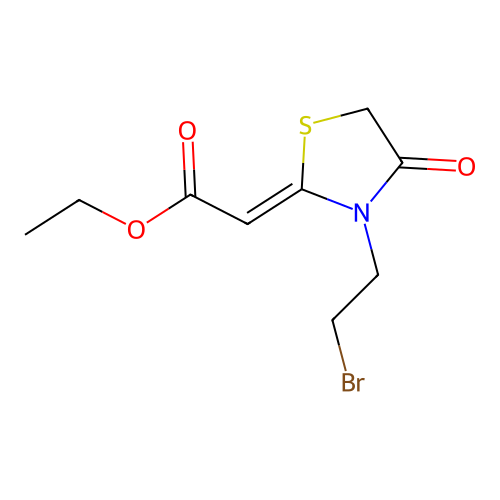 Ethyl [3-(2-bromoethyl)-4-oxo-1,3-thiazolidin-2-ylidene]acetate structure