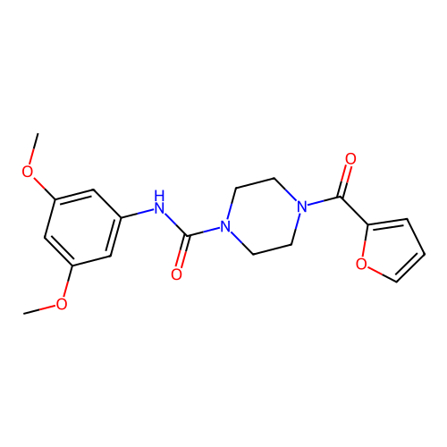N-(3,5-dimethoxyphenyl)-4-(furan-2-carbonyl)piperazine-1-carboxamide structure