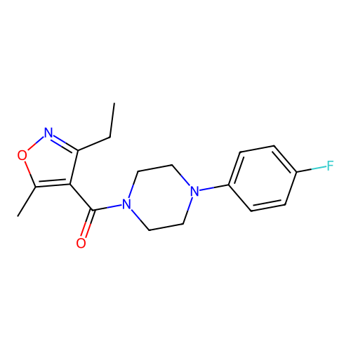 Methanone, (3-ethyl-5-methyl-4-isoxazolyl)[4-(4-fluorophenyl)-1-piperazinyl]- structure