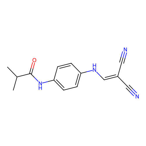 N-[4-(2,2-dicyanoethenylamino)phenyl]-2-methylpropanamide structure