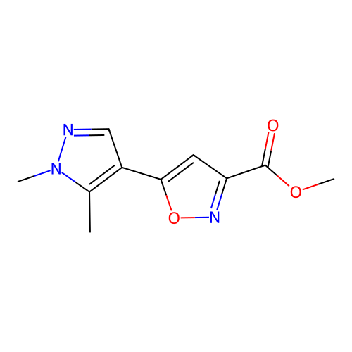 methyl 5-(1,5-dimethyl-1H-pyrazol-4-yl)isoxazole-3-carboxylate structure