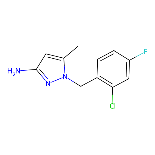 1-(2-chloro-4-fluorobenzyl)-5-methyl-1H-pyrazol-3-amine structure