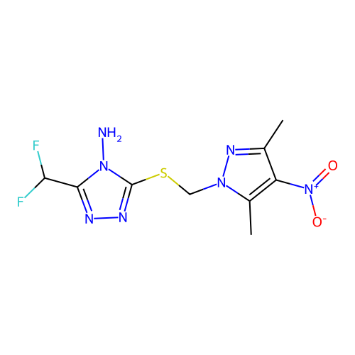 C9H11F2N7O2S structure