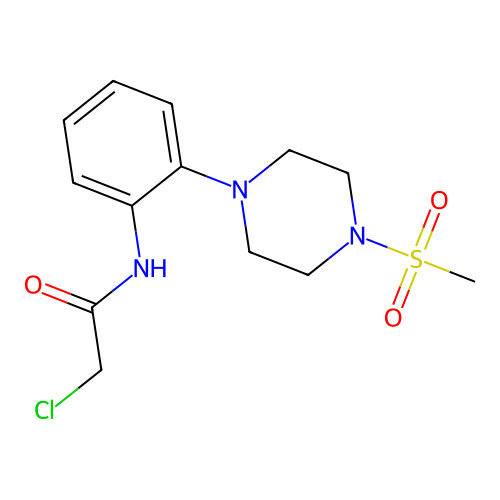 2-chloro-N-{2-[4-(methylsulfonyl)piperazin-1-yl]phenyl}acetamide structure