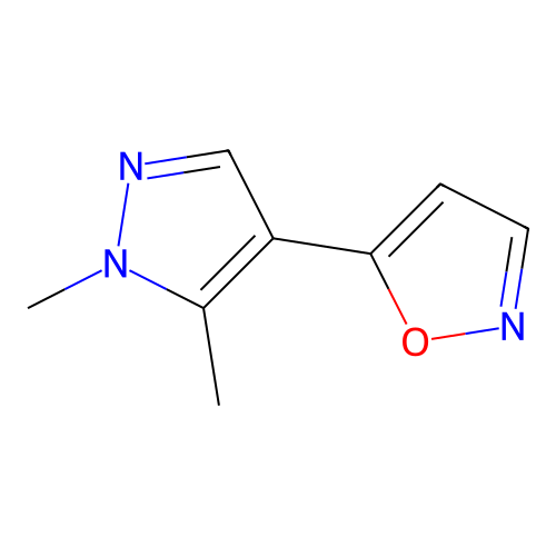 5-(1,5-dimethyl-1H-pyrazol-4-yl)isoxazole structure