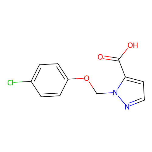 1-[(4-chlorophenoxy)methyl]-1H-pyrazole-5-carboxylic acid structure