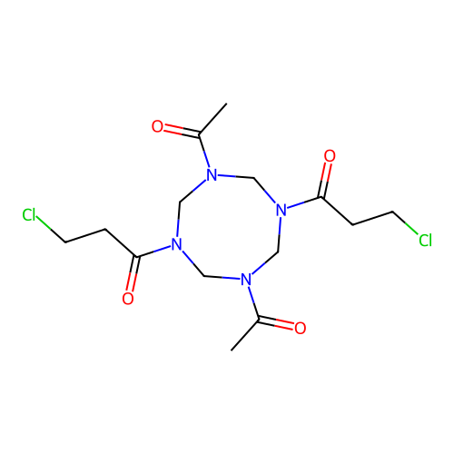 1,5-Diacetyl-3,7-bis(3-chloropropanoyl)-1,3,5,7-tetraazocane structure