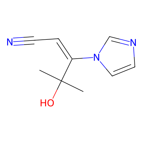 (2E)-4-hydroxy-3-imidazolyl-4-methylpent-2-enenitrile structure