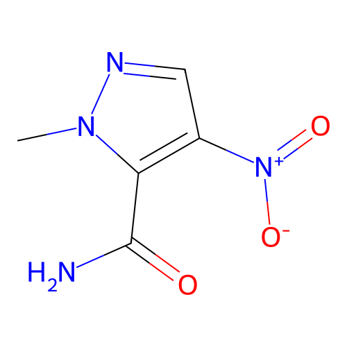 1-methyl-4-nitro-1H-pyrazole-5-carboxamide structure