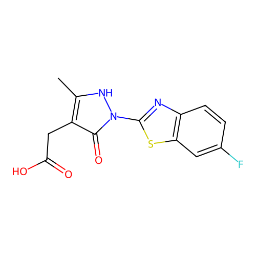 1-(6-Fluoro-2-benzothiazolyl)-5-hydroxy-3-methyl-1H-pyrazole-4-acetic acid structure