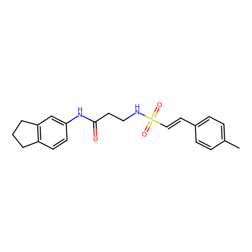 N-(2,3-dihydro-1H-inden-5-yl)-3-[2-(4-methylphenyl)ethenesulfonamido]propanamide structure