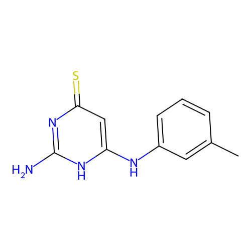 2-amino-6-(3-methylanilino)-1H-pyrimidine-4-thione structure
