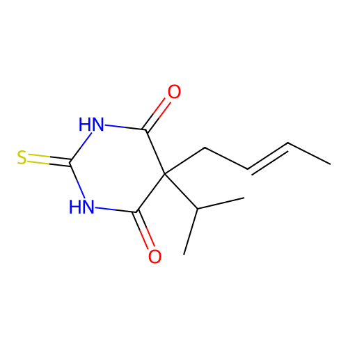 5-But-2-enyl-5-propan-2-yl-2-sulfanylidene-1,3-diazinane-4,6-dione structure