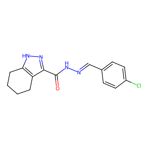 (E)-N'-(4-chlorobenzylidene)-4,5,6,7-tetrahydro-1H-indazole-3-carbohydrazide structure
